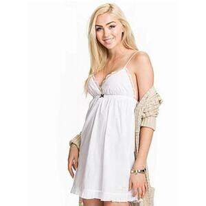 Odd Molly White Lace Mini Dress Slip L Y2K Cottagecore Soft Witch Festival